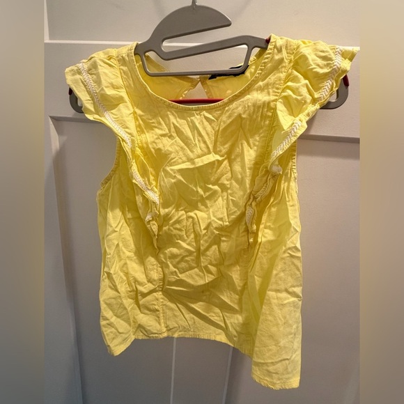 Banana Republic Tops - Banana Republic Yellow Ruffle Flutter Sleeve Blouse Petite Small Cotton Top